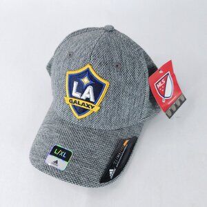 LA Galaxy Hat Cap Fitted Mens Large XL Gray MLS Soccer Adidas Climalite New